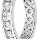 Amazon Collection Platinum-Plated Sterling Silver Infinite Elements Cubic Zirconia Channel Set All-Around Band Ring (3 cttw), Size 8