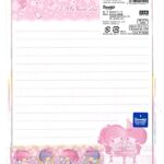 YAMANO SHIGYO Sanrio Little Twin Stars Window Open Letter Set 8 Writing Paper 4 Envelopes 4 Stickers Made in Japan D21D Pink, Purple No,59