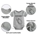 YSCULBUTOL Baby Twins Bodysuit Drinking Buddies Baby Twin Romper Boy Outfits Girl Jumpsuits Baby Triplets Set?grey 0-3m?
