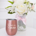 VIOLET & GALE Twin Mom Gifts – 12oz Tumbler Cup Wine Glass- Beautiful Coffee Mug For Mom of Twins, Twins Baby Gifts