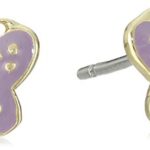 Little Miss Twin Stars Girls’ “Charming Treats” 14k Gold-Plated Enamel Butterfly Stud Earrings