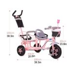 Toddler Tricycle Foldable Trike Children Tricycle Kids Trike, Double Tricycle Bicycle?Twin with Folding Pedal?Summer Pushchair Double Seat Buggy for Kids Age 1-6 Years Old Boy Girl Outdoor Toy