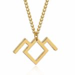 Luccaful Twin Peaks Necklace Owl Cave Symbol Gold Geometric Pendant Choker with Gold Chain for Women Jewelry Gifts