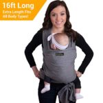 9-in-1 CuddleBug Baby Wrap Sling + Carrier – Newborns & Toddlers up to 36 lbs – Hands Free – Gentle, Stretch Fabric – Ideal for Baby Showers – One Size Fits All (Grey)