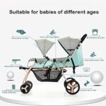 Twin Baby Pram Stroller,Double Infant Stroller?Foldable Double Seat Tandem Stroller High Landscape Reversible Easy Foldable (Color : Blue)