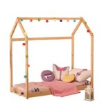 Bestmart INC Premium Wood House Bed Frame Toddler Bed Floor Bed, Safe Crib Cot, Tent Bed Play Tent, Children Bedroom Furniture, SGS Certified