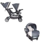 Baby Trend 5 Point Double Stroller & 35 LB Infant Car Seat w/Car Base, Magnolia