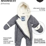 URBAN REPUBLIC Baby Boys’ Pram Snowsuit – Quilted Fleece Lined Bodysuit – Outerwear Coveralls (0-9M), Size 3 Months, Grey