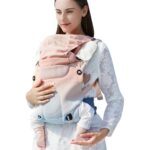 Bebamour Knit Baby Carrier Lightweight Baby Wrap Carrier 3-in-1 Baby Carrier Front and Back Carry (White)