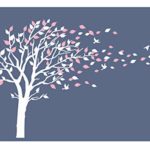 LUCKKYY Tree Blowing in The Wind Tree Wall Decals Wall Sticker Vinyl Art Kids Rooms Teen Girls Boys Wallpaper Murals Sticker Wall Stickers Nursery Decor Nursery Decals (White +Pink)