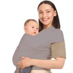 Baby Wrap Carrier Holder – Grey – Toddler, Newborn, Infant, Child – Front, Hip and Kangaroo Holds – Ergonomic Baby Wearing for Men and Women – Organic Cotton
