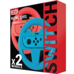 Orzly Steering Wheels for Nintendo Switch & OLED JoyCons, Racing Wheels for Mario Kart 8 Deluxe [Mariokart Switch Steering Wheel Joycon Controller Attachment Accessories] – TWIN PACK[1x Red & 1x Blue]