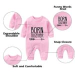 YSCULBUTOL Baby twins bodysuit with hat Born together friend forever baby boy clothes Toddler girl clothes Baby shower (Pink BBfbodysuit, 7-9 Months)