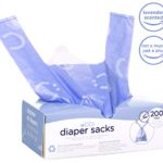 Ubbi Disposable Diaper Sacks, Lavender Scented, Easy-To-Tie Tabs, Made with Recycled Material, Diaper Disposal or Pet Waste Bags, 200 count