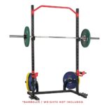 Sunny Health & Fitness Power Zone Squat Stand Power Rack Cage – SF-XF9931, Upright,Black/Red