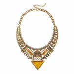 Olsen Twins Antique Vintage Triangle Glass Pendant Indian Statement Necklace Jewelry