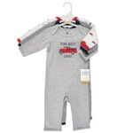 Hudson Baby Boys Cotton Coveralls Rompers, Fire Truck, 6-9 Months US