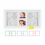 Baby Handprint Footprint Photo Frame Kit by Kubai for Newborn Girls & Boys (Free Date & Name Stamp) Choice of Mats to fit Room Wall Nursery – Mold Free – Best Personalized Gifts for Shower Registry.