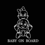 Hitada – 13.6CMx15.8CM Vinyl Car Sticker Decal Baby On Board Twins Boy And Girl Personalized Black/Silver C10-00600