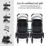 Twin Baby Pram Stroller,Double Infant Stroller?Foldable Double Seat Tandem Stroller High Landscape Reversible Easy Foldable (Color : Black)