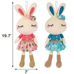Cllayees Set of 2 Plush Bunny Rabbit, 18.3 in Doll Rabbit Stuffed Animal Huggable Rabbit Easter Girls’ Gift Room Decorations, Pink & Blue