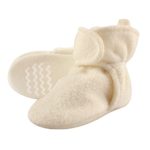 Hudson Baby Baby Cozy Fleece Booties with Non Skid Bottom, Cream, 0-6 Months
