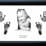 BabyRice New Baby / Twins Handprint Footprint Prints Kit, Black Frame