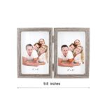 Zhenzan Frames Classic Wooden Hinged Foldable Double Openings Desktop Picture Frame,Holds 4×6 Pictures,with Glass Front (Grey)