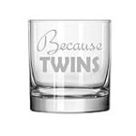Aeiniwer 11 oz Rocks Whiskey Highball Glass Because Twins Parent Mom Dad