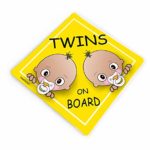 Personalizable Twins on Board Car Stickers, Baby Boys Yellow Car Vinyl Sticker