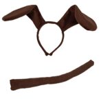 Feacole Animal Dog Long Ears Headband and Tail – Puppy Pooch Costume Accessory -Ears and Tail Set – Headband Ears