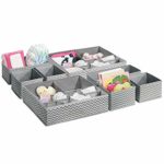 mDesign Soft Fabric Dresser Drawer and Closet Storage Organizer Set for Child/Kids Room, Nursery – Includes Organizer Bins in 3 Sizes – Chevron Zig-Zag Print, Set of 8 – Gray/Cream