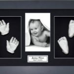 BabyRice Large Baby Casting Kit (great for Twins!), 14.5×8.5″ Black Frame, Black mount, Silver metallic paint