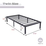 alazyhome 14 Inches Twin Size Bed Frame Metal Platform Bed Frame Heavy Duty Steel Slats Support No Box Spring Needed Noise-Free Easy Assembly Black