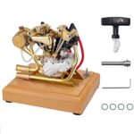 DWIU 4.2CC Mini V2 Engine Model, OHV V-Twin Motorcycle Engine Double-Cylinder Four-Stroke Engine Internal Combustion Engine Kit Physical Experiment Toys for Adults