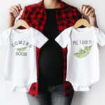Coming Soon Me Too Funny Twin Baby Announcement Onesie, Twins Pregnancy Announcement For Grandparents, Surprise Husband Baby Reveal, Rainbow Baby Announcement Onesie. 2PEASPOD