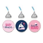 Andaz Press Nautical Baby on Board Boy Girl Twins Gender Neutral Baby Shower Collection, Party Chocolate Drop Label Stickers Trio, Fits Hershey’s Kisses, 216-Pack, For Ocean, Sailboat, Mermaid Favors