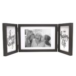 Afuly Three Picture Frame 4×6 and 5×7 Black Collage Hinged Folding Triple Photo Frames for Desk 3 Opening Family Valentines Gifts