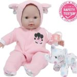 JC Toys 15″ Berenguer Boutique Pink Soft Body Baby Doll Open/Close Eyes with Play Elephant Accessory- Perfect for Children 2+
