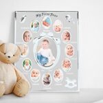 tiny ideas Baby’s First Year Picture Frame, 0-12 Month Baby Pictures, Newborn Baby Registry, Classic Gender Neutral Nursery Decor, Silver