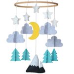 Sorrel + Fern Baby Crib Mobile- Starry Woodland Night Nursery Decoration | Crib Mobile for Boys and Girls (Mint)