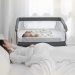 Ihoming Twin Bassinets for Baby, Double Bassinet Bedside Sleeper for Twins, Bassinets Sleeper for 2 Babies, Infant Co Sleeper Bedside Crib Attaches to Bed, Grey