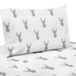 Sweet Jojo Designs 3-Piece Twin Sheet Set for Grey and White Woodland Deer Bedding Collection