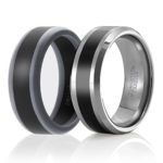SOLEED Twins – Set of 2-1 Tungsten Wedding Band and 1 Silicone Rubber Wedding Ring for Men, Classic Style