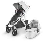 UPPAbaby Vista V2 Stroller – Bryce (White Marl/Silver/Chestnut Leather) + Upper Adapters + RumbleSeat V2- Bryce (White Marl/Silver/Chestnut Leather)