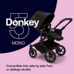Bugaboo Donkey 5 Mono Complete – Single Stroller Converts to Side-by-Side Double Stroller, Multiple Seat Positions – Black/Midnight Black-Midnight Black