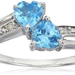 Sterling Silver Diamond Accent and Gemstone Heart Ring