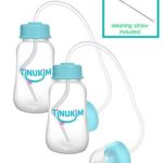 Tinukim Hands Free Baby Bottle – Anti-Colic Nursing System, 4 Ounce (Set of 2 – Blue)