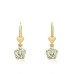 Molly Glitz Girls’ 14K Gold-Plated Crystal Flower Earrings