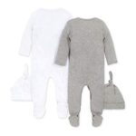 Burt’s Bees Baby ‘baby-boys’ Romper Jumpsuit, 100% Organic Cotton One-piece Coverall and Toddler Footie, Heather Grey/White 2-pk, Preemie US